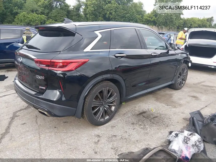 2020 Infiniti Qx50 Essential Awd VIN: 3PCAJ5M36LF114237 Lot: 45545411