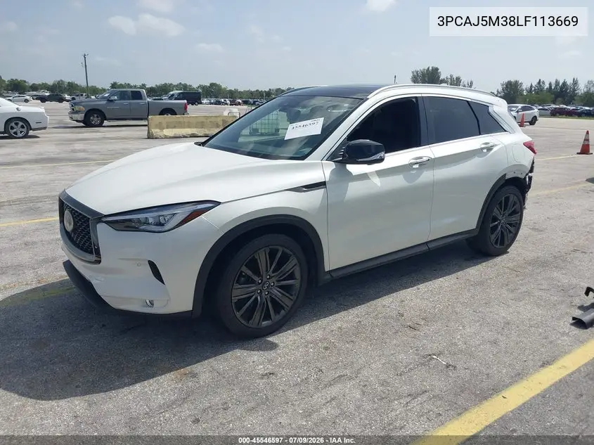 2020 Infiniti Qx50 Essential Awd VIN: 3PCAJ5M38LF113669 Lot: 45546597