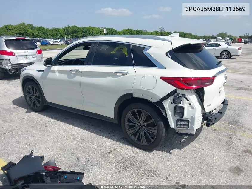 2020 Infiniti Qx50 Essential Awd VIN: 3PCAJ5M38LF113669 Lot: 45546597