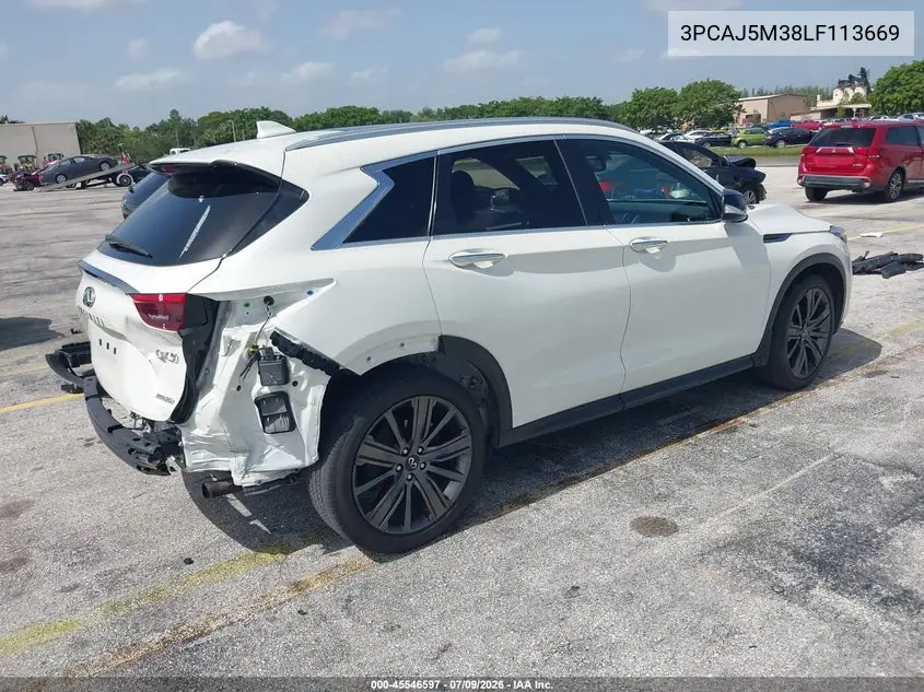 2020 Infiniti Qx50 Essential Awd VIN: 3PCAJ5M38LF113669 Lot: 45546597