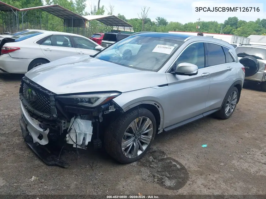 2021 Infiniti Qx50 Sensory Awd VIN: 3PCAJ5CB9MF126716 Lot: 45310859