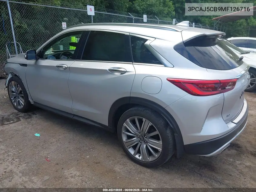 2021 Infiniti Qx50 Sensory Awd VIN: 3PCAJ5CB9MF126716 Lot: 45310859