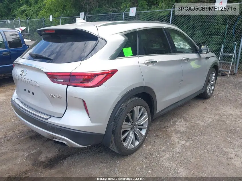 2021 Infiniti Qx50 Sensory Awd VIN: 3PCAJ5CB9MF126716 Lot: 45310859