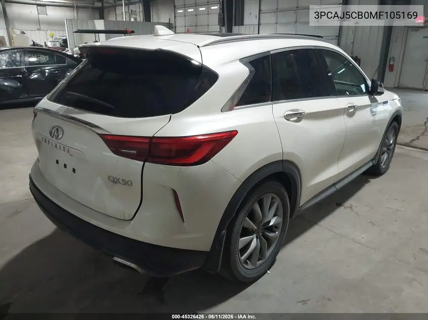 2021 Infiniti Qx50 Essential Awd VIN: 3PCAJ5CB0MF105169 Lot: 45326426