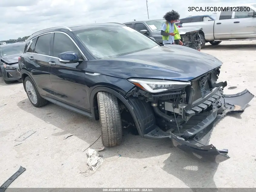 2021 Infiniti Qx50 Sensory Awd VIN: 3PCAJ5CB0MF122800 Lot: 45344001