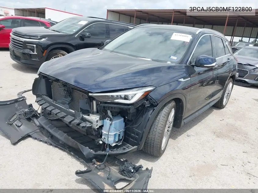 2021 Infiniti Qx50 Sensory Awd VIN: 3PCAJ5CB0MF122800 Lot: 45344001