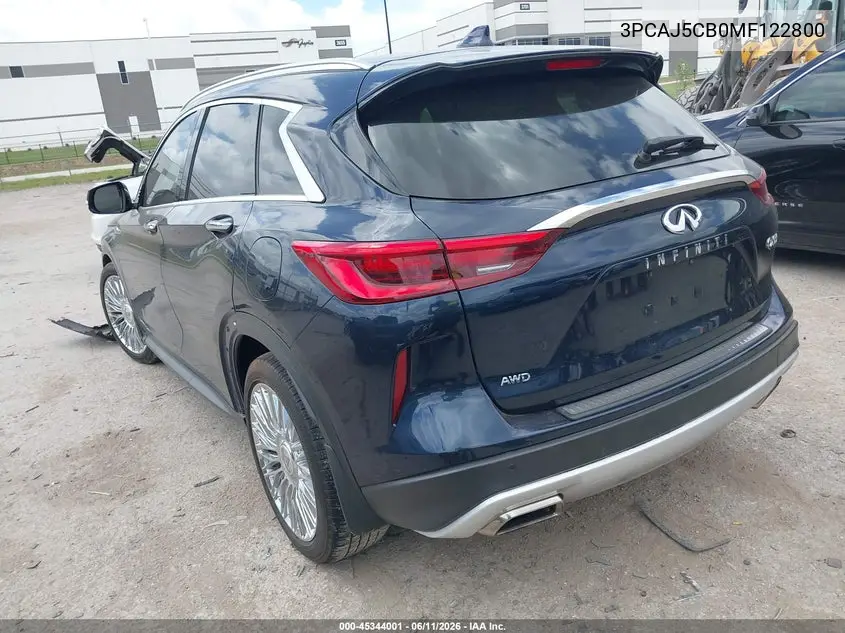 2021 Infiniti Qx50 Sensory Awd VIN: 3PCAJ5CB0MF122800 Lot: 45344001