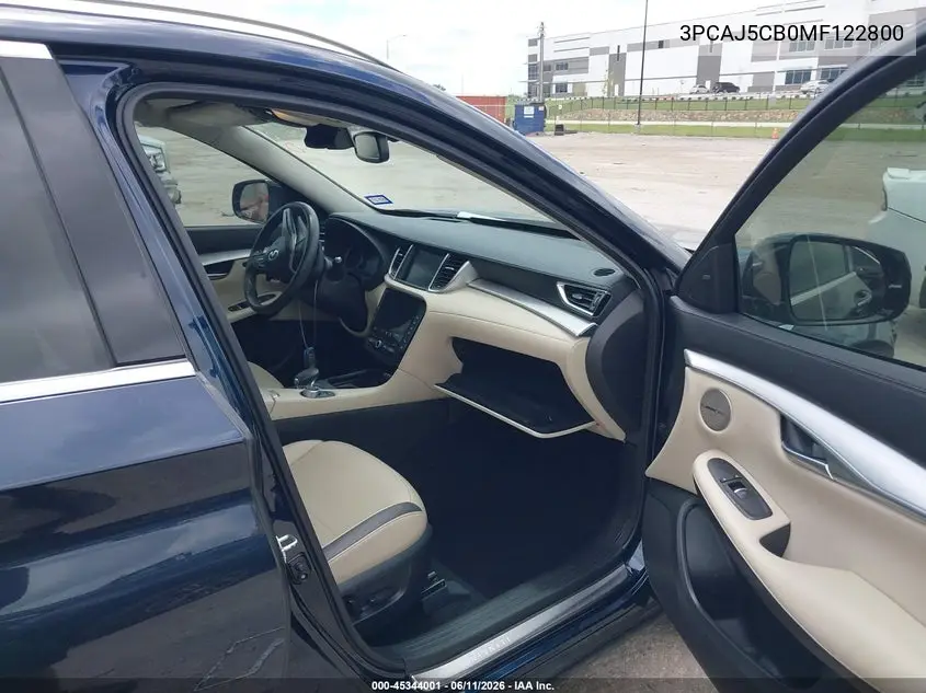2021 Infiniti Qx50 Sensory Awd VIN: 3PCAJ5CB0MF122800 Lot: 45344001