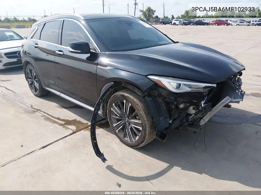2021 Infiniti Qx50 Luxe VIN: 3PCAJ5BA6MF102933 Lot: 45359284