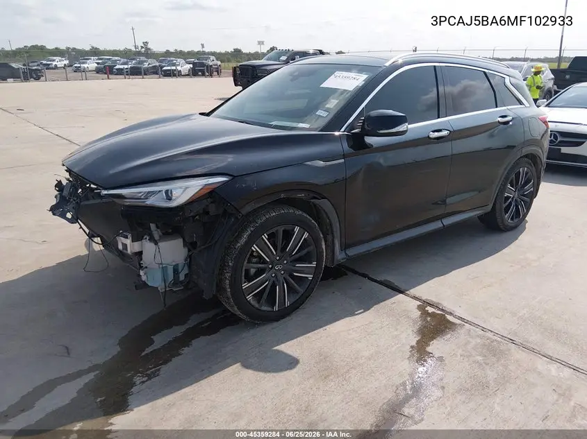 2021 Infiniti Qx50 Luxe VIN: 3PCAJ5BA6MF102933 Lot: 45359284