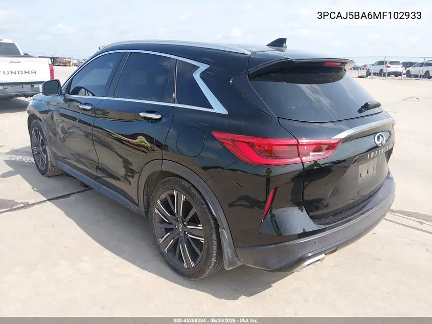 2021 Infiniti Qx50 Luxe VIN: 3PCAJ5BA6MF102933 Lot: 45359284