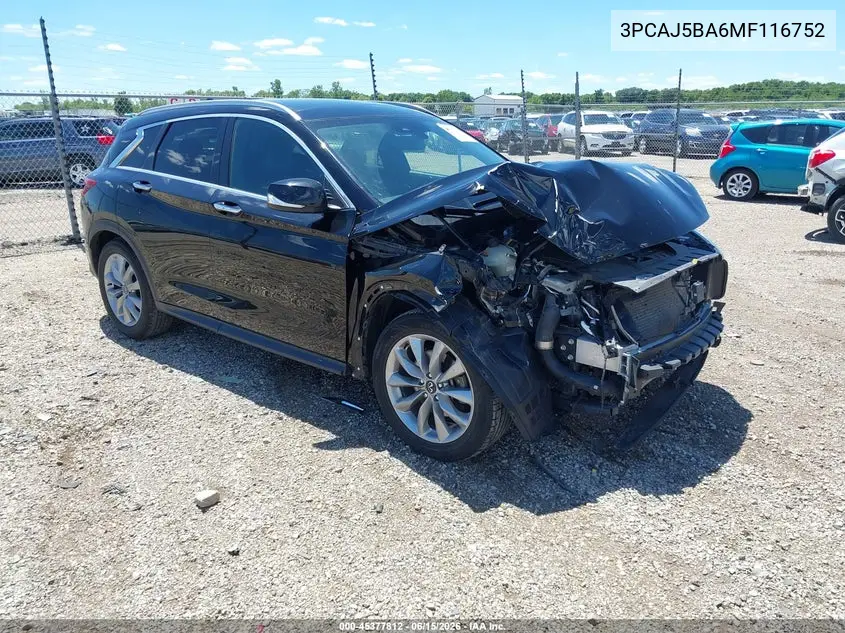 2021 Infiniti Qx50 Luxe VIN: 3PCAJ5BA6MF116752 Lot: 45377812