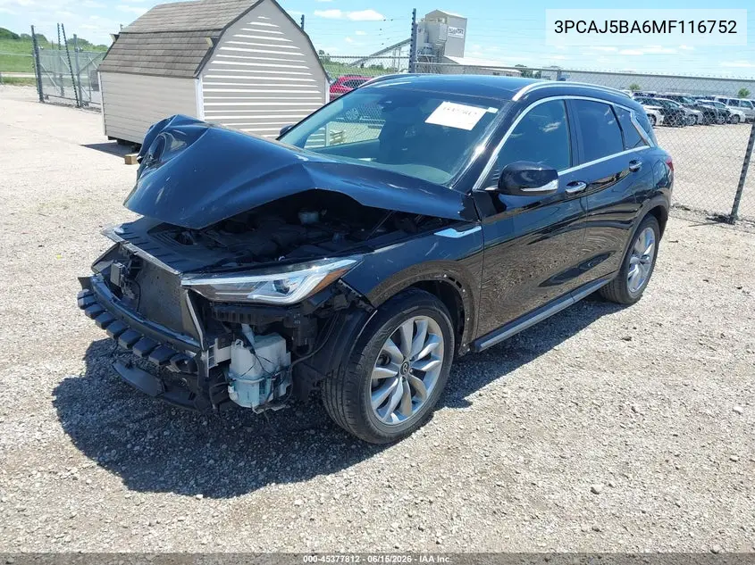 2021 Infiniti Qx50 Luxe VIN: 3PCAJ5BA6MF116752 Lot: 45377812
