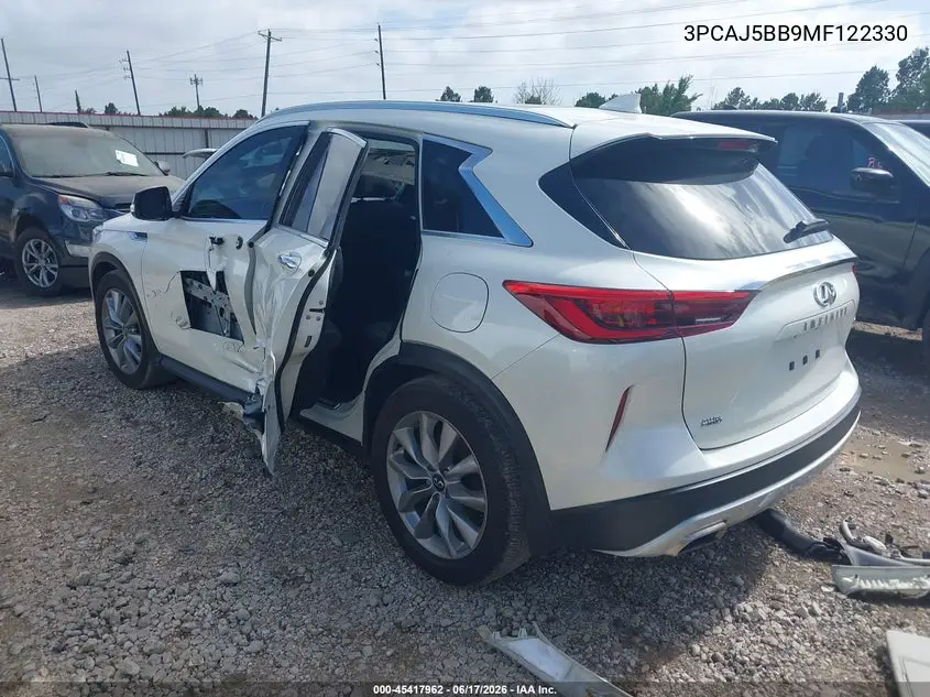 2021 Infiniti Qx50 Luxe Awd VIN: 3PCAJ5BB9MF122330 Lot: 45417962