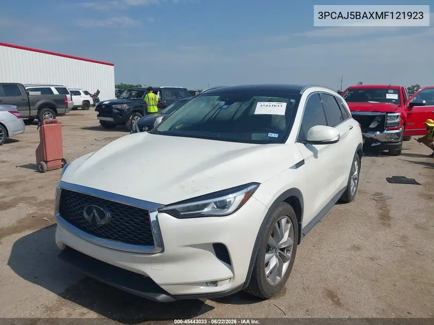 2021 Infiniti Qx50 Luxe VIN: 3PCAJ5BAXMF121923 Lot: 45443033