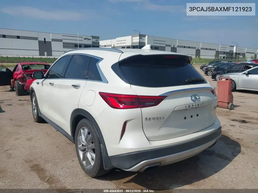 2021 Infiniti Qx50 Luxe VIN: 3PCAJ5BAXMF121923 Lot: 45443033