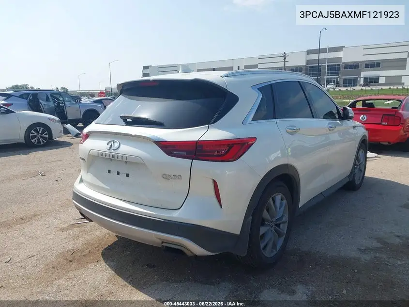 2021 Infiniti Qx50 Luxe VIN: 3PCAJ5BAXMF121923 Lot: 45443033