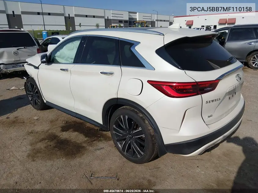 2021 Infiniti Qx50 Luxe Awd VIN: 3PCAJ5BB7MF110158 Lot: 45470874