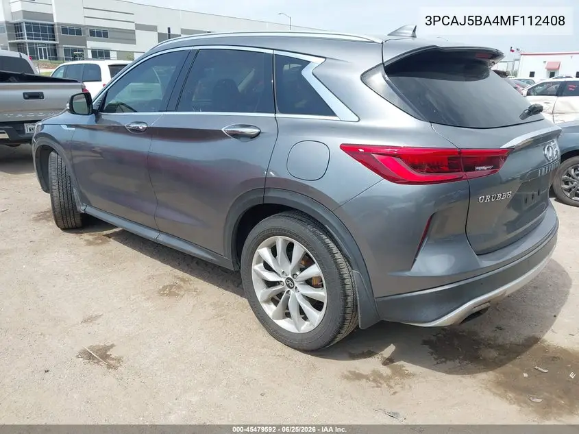 2021 Infiniti Qx50 Luxe VIN: 3PCAJ5BA4MF112408 Lot: 45479592
