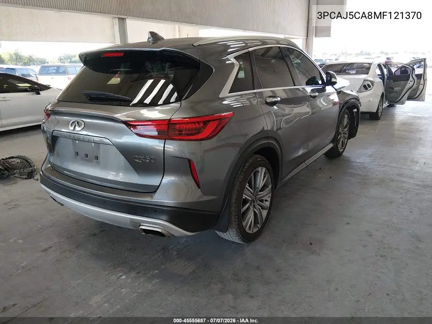 2021 Infiniti Qx50 Sensory VIN: 3PCAJ5CA8MF121370 Lot: 45555687