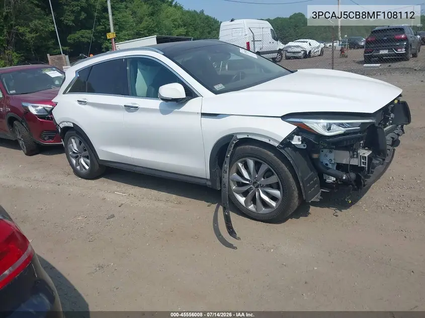 2021 Infiniti Qx50 Essential Awd VIN: 3PCAJ5CB8MF108112 Lot: 45556008
