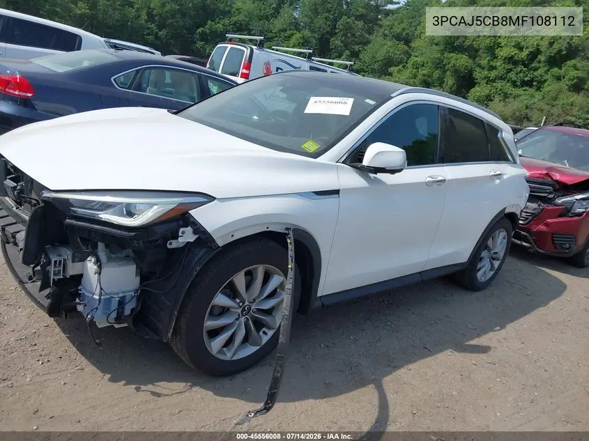 2021 Infiniti Qx50 Essential Awd VIN: 3PCAJ5CB8MF108112 Lot: 45556008