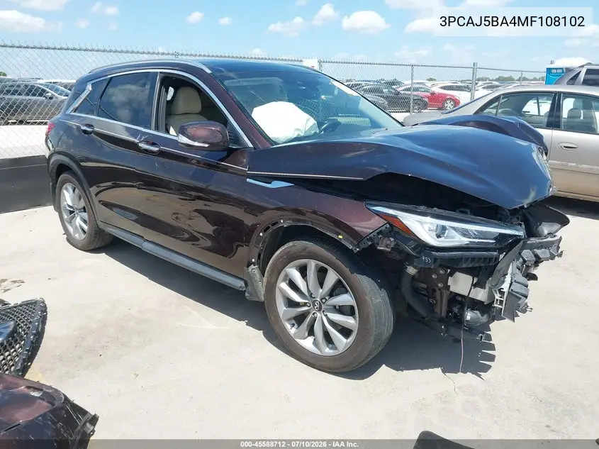 2021 Infiniti Qx50 Luxe VIN: 3PCAJ5BA4MF108102 Lot: 45588712