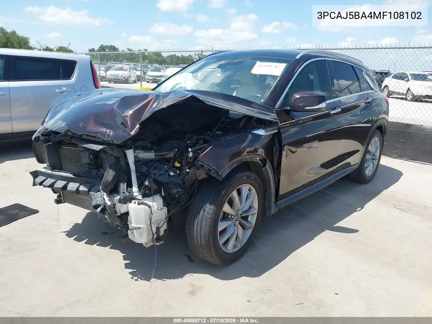 2021 Infiniti Qx50 Luxe VIN: 3PCAJ5BA4MF108102 Lot: 45588712