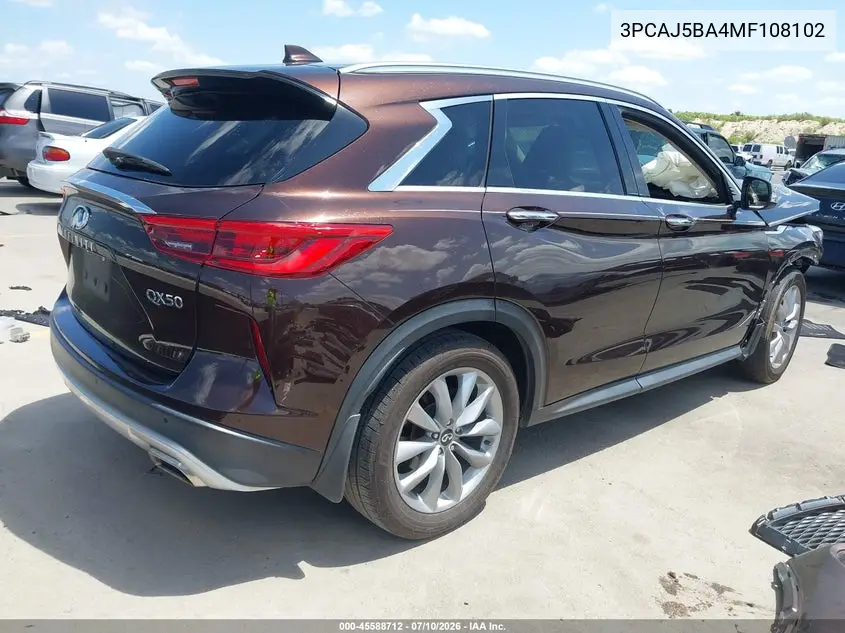 2021 Infiniti Qx50 Luxe VIN: 3PCAJ5BA4MF108102 Lot: 45588712