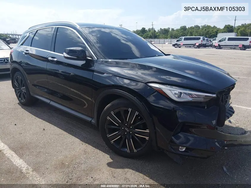2021 Infiniti Qx50 Luxe VIN: 3PCAJ5BAXMF105303 Lot: 45595991