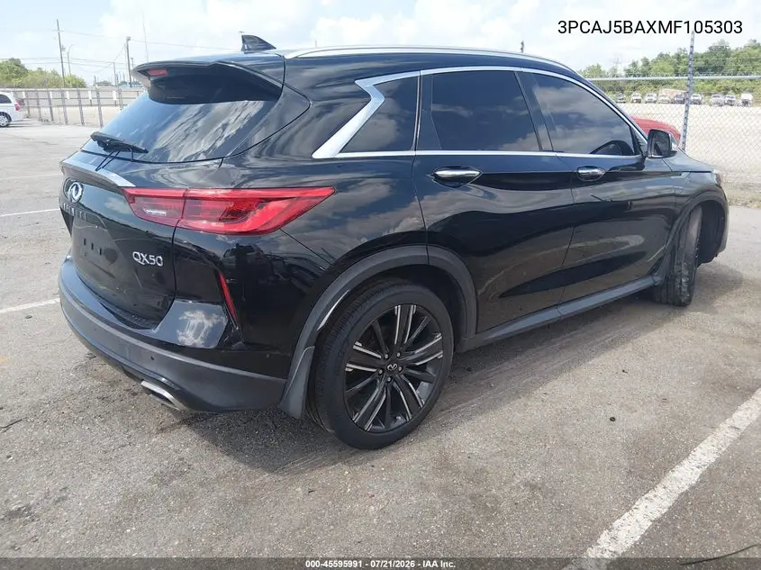 2021 Infiniti Qx50 Luxe VIN: 3PCAJ5BAXMF105303 Lot: 45595991