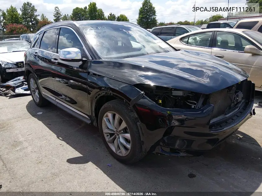 2021 Infiniti Qx50 Luxe VIN: 3PCAJ5BA6MF111261 Lot: 45600786