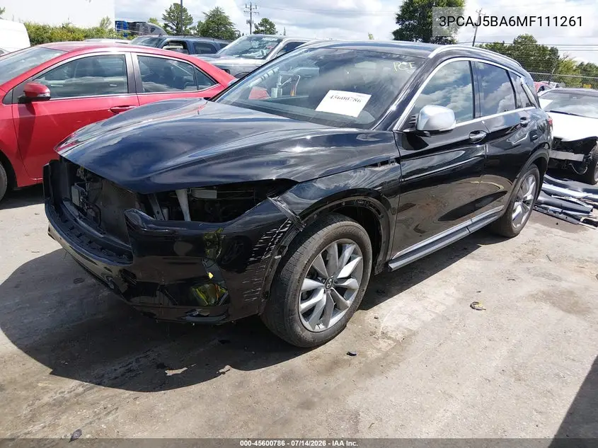 2021 Infiniti Qx50 Luxe VIN: 3PCAJ5BA6MF111261 Lot: 45600786