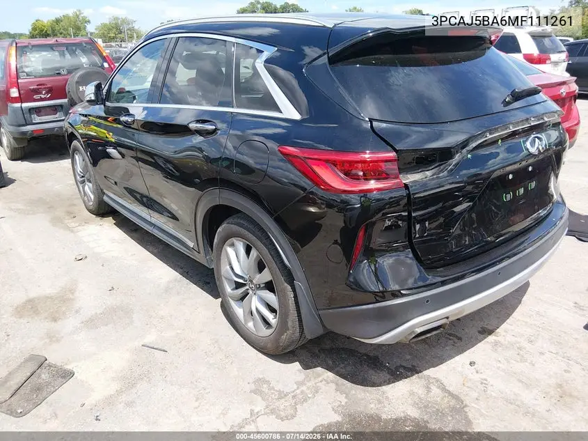 2021 Infiniti Qx50 Luxe VIN: 3PCAJ5BA6MF111261 Lot: 45600786