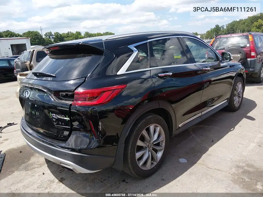 2021 Infiniti Qx50 Luxe VIN: 3PCAJ5BA6MF111261 Lot: 45600786