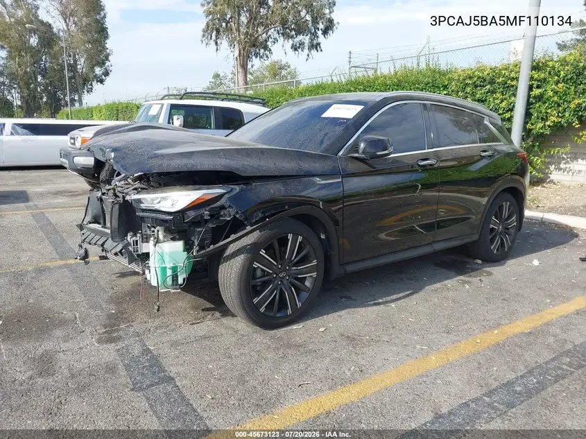 2021 Infiniti Qx50 Luxe VIN: 3PCAJ5BA5MF110134 Lot: 45673123
