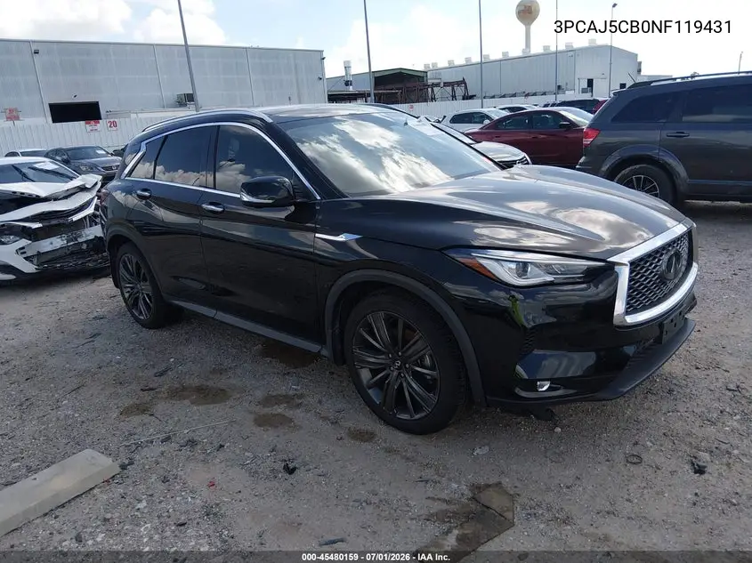 2022 Infiniti Qx50 Essential Awd VIN: 3PCAJ5CB0NF119431 Lot: 45480159