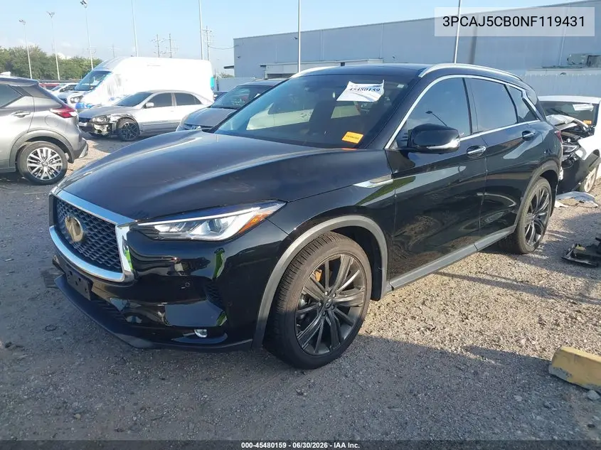 2022 Infiniti Qx50 Essential Awd VIN: 3PCAJ5CB0NF119431 Lot: 45480159
