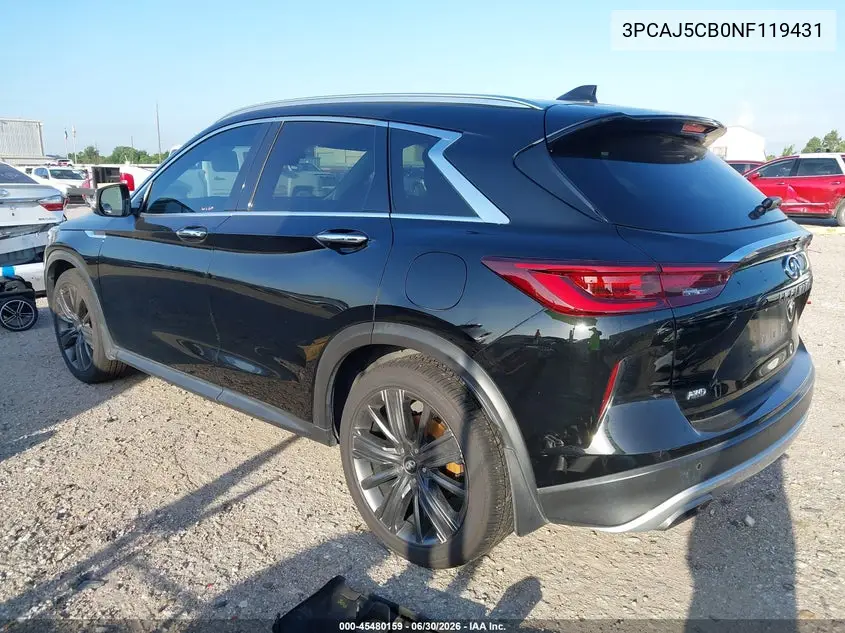 2022 Infiniti Qx50 Essential Awd VIN: 3PCAJ5CB0NF119431 Lot: 45480159
