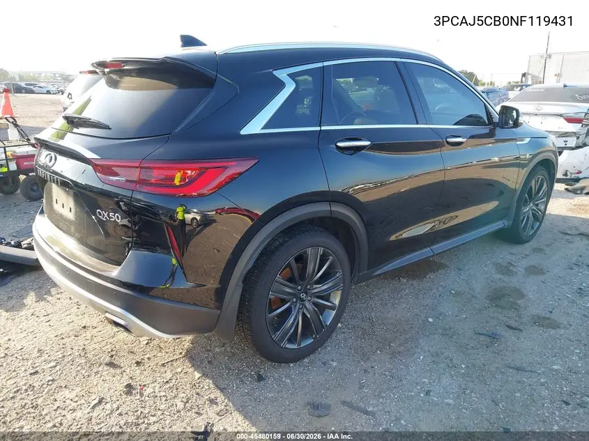2022 Infiniti Qx50 Essential Awd VIN: 3PCAJ5CB0NF119431 Lot: 45480159