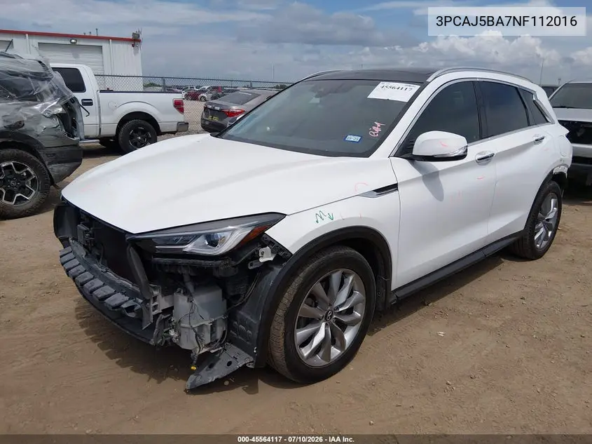 2022 Infiniti Qx50 Luxe VIN: 3PCAJ5BA7NF112016 Lot: 45564117