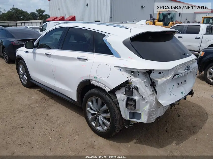 2022 Infiniti Qx50 Luxe VIN: 3PCAJ5BA7NF112016 Lot: 45564117
