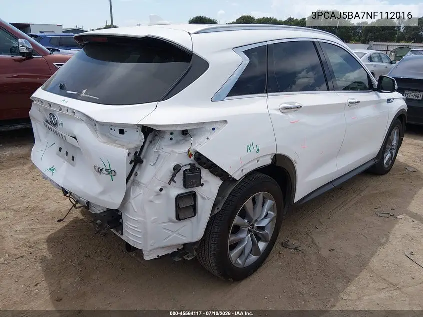 2022 Infiniti Qx50 Luxe VIN: 3PCAJ5BA7NF112016 Lot: 45564117