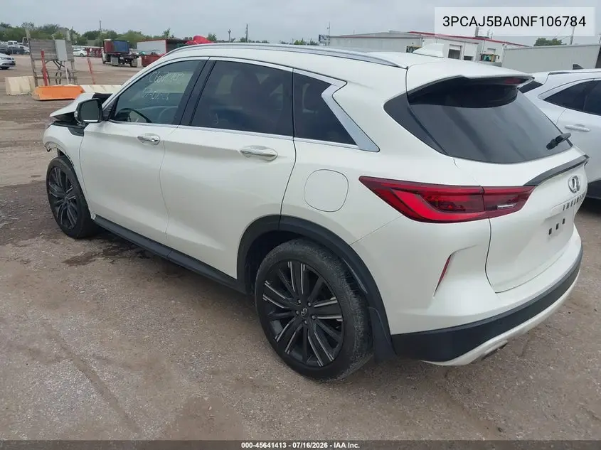 2022 Infiniti Qx50 Luxe VIN: 3PCAJ5BA0NF106784 Lot: 45641413
