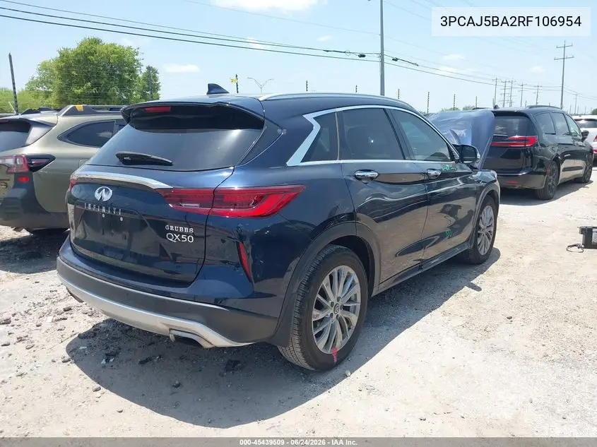 2024 Infiniti Qx50 Luxe VIN: 3PCAJ5BA2RF106954 Lot: 45439509