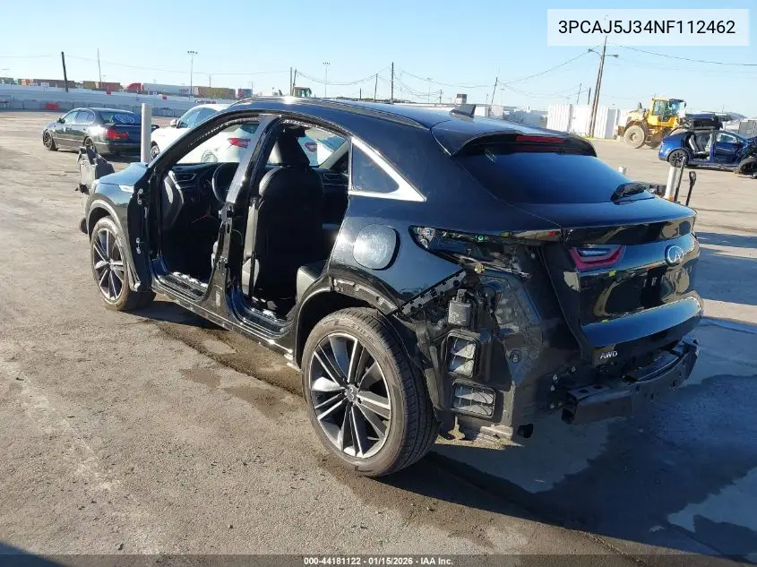 2022 Infiniti Qx55 Luxe Awd VIN: 3PCAJ5J34NF112462 Lot: 44181122