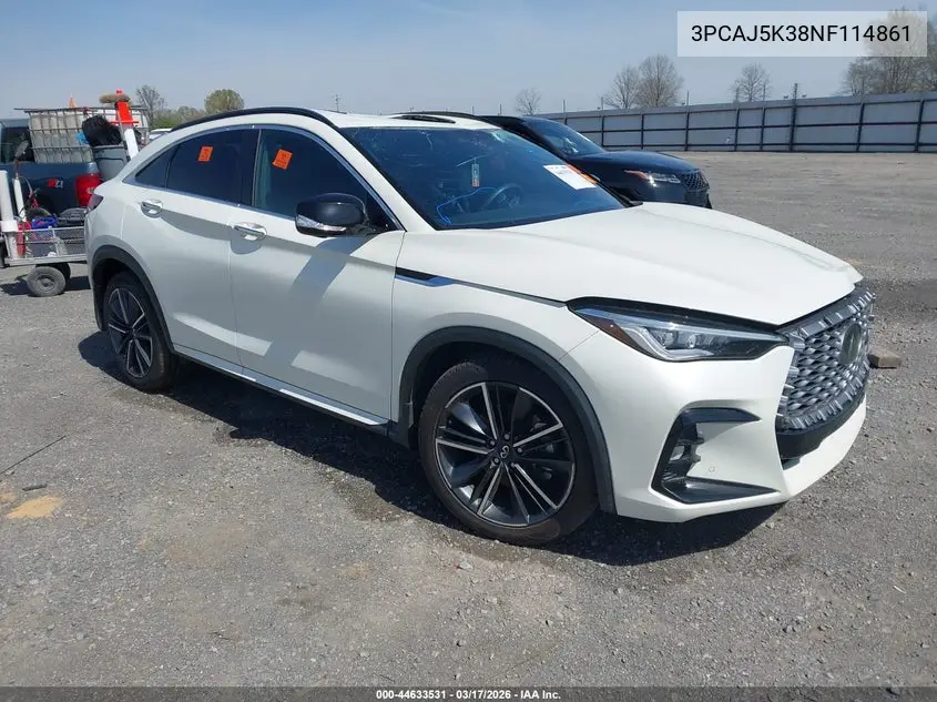 2022 Infiniti Qx55 Essential Awd VIN: 3PCAJ5K38NF114861 Lot: 44633531