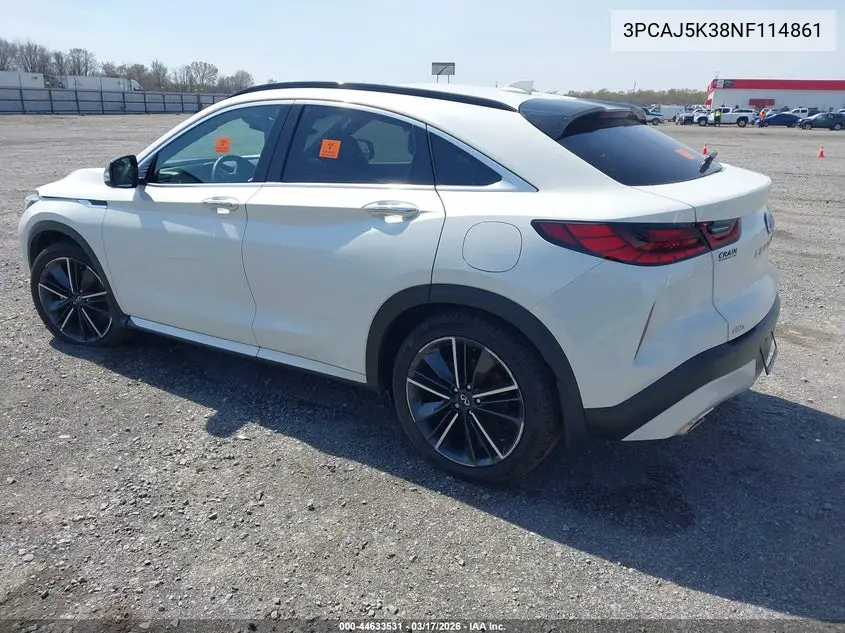 2022 Infiniti Qx55 Essential Awd VIN: 3PCAJ5K38NF114861 Lot: 44633531