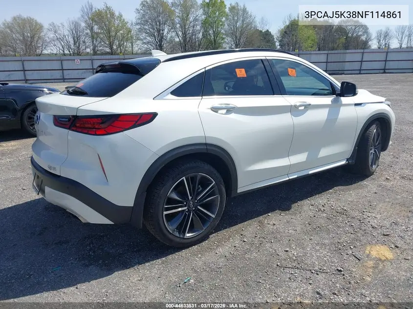 2022 Infiniti Qx55 Essential Awd VIN: 3PCAJ5K38NF114861 Lot: 44633531