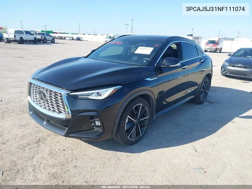 2022 Infiniti Qx55 Luxe Awd VIN: 3PCAJ5J31NF111074 Lot: 45085345